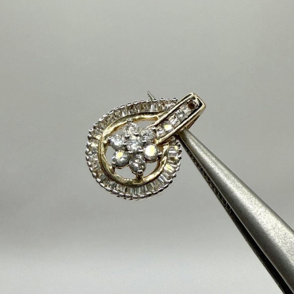 10K Yellow Gold Round Diamond Halo Pendant 0.25 CTW